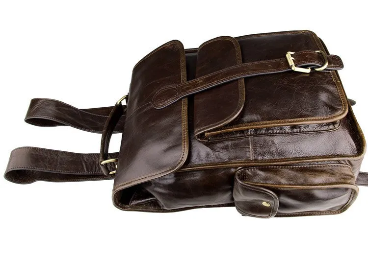 YAAGLE Male Multi-functional Genuine leather travel Backpack Satchel YG7283
