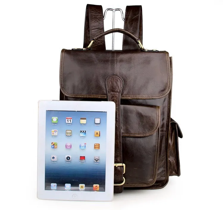 YAAGLE Male Multi-functional Genuine leather travel Backpack Satchel YG7283
