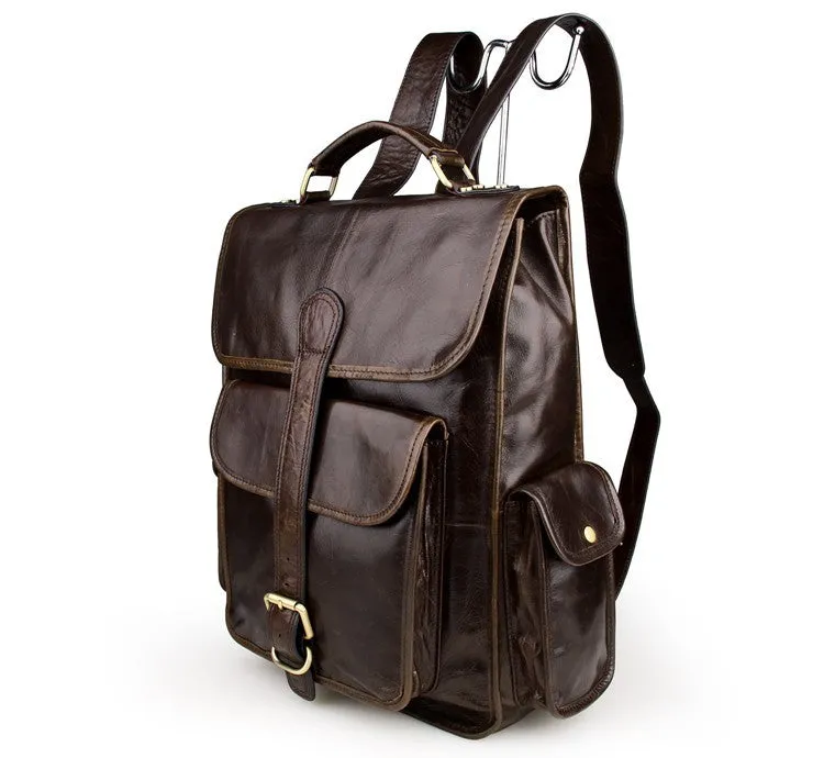 YAAGLE Male Multi-functional Genuine leather travel Backpack Satchel YG7283