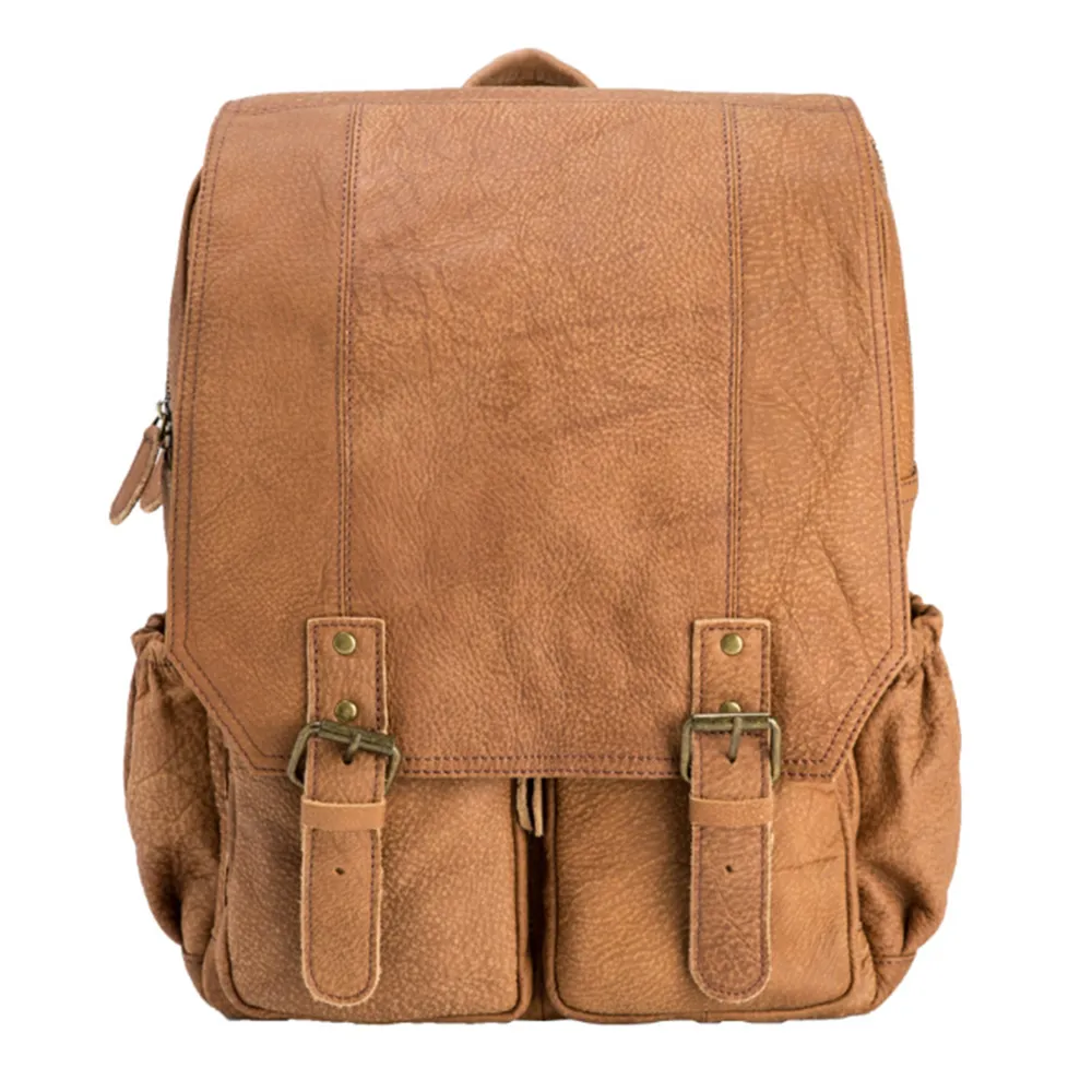 YAAGLE Men's Multi-pockets Crazy Horse Leather 17 inch Travel Backpack YG2010