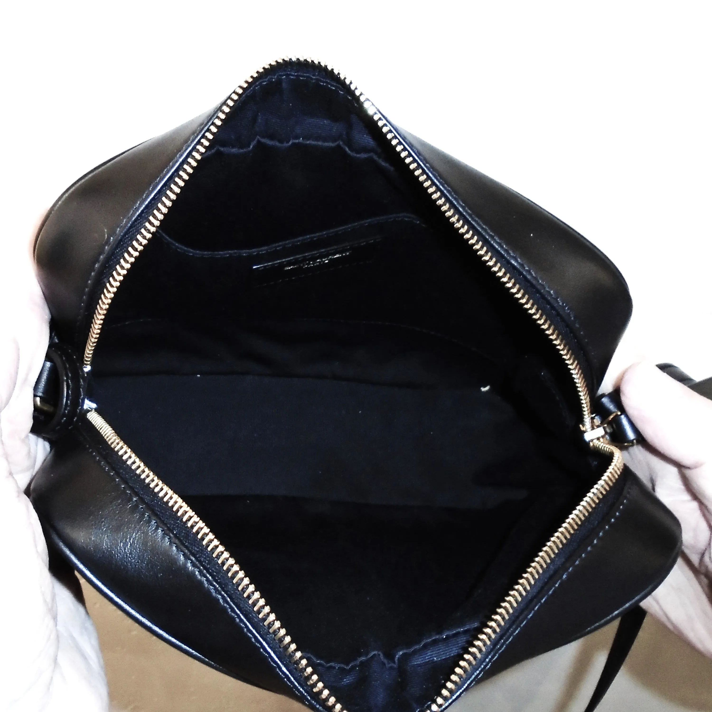 YSL Black Lou Medium Crossbody Chevron Camera Bag